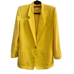 Talbots Vintage Yellow Linen Blend Button Blazer - Size 8